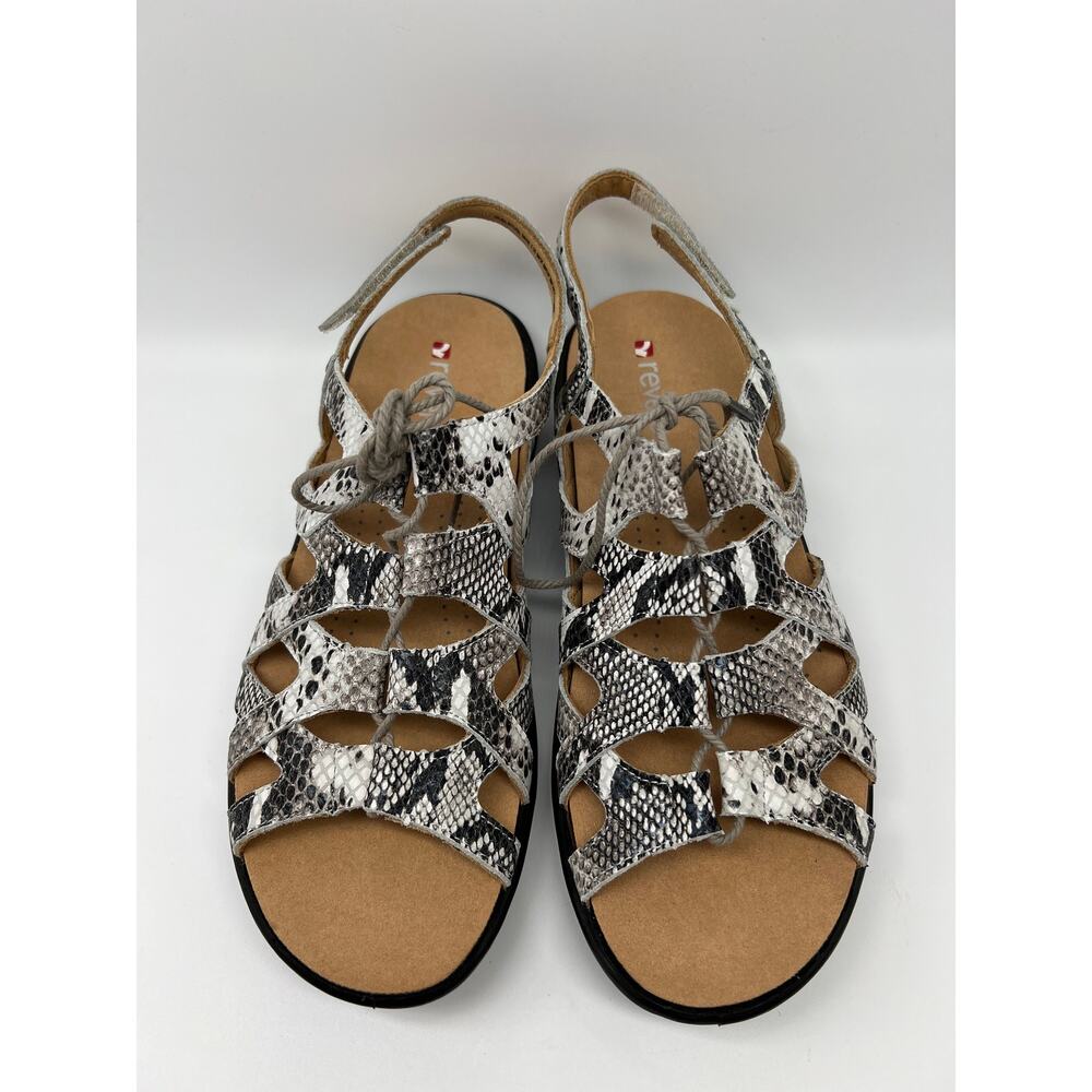 NWOT Revere Natural Snake Print Malibu Leather Pull On Sandals Size 8/39